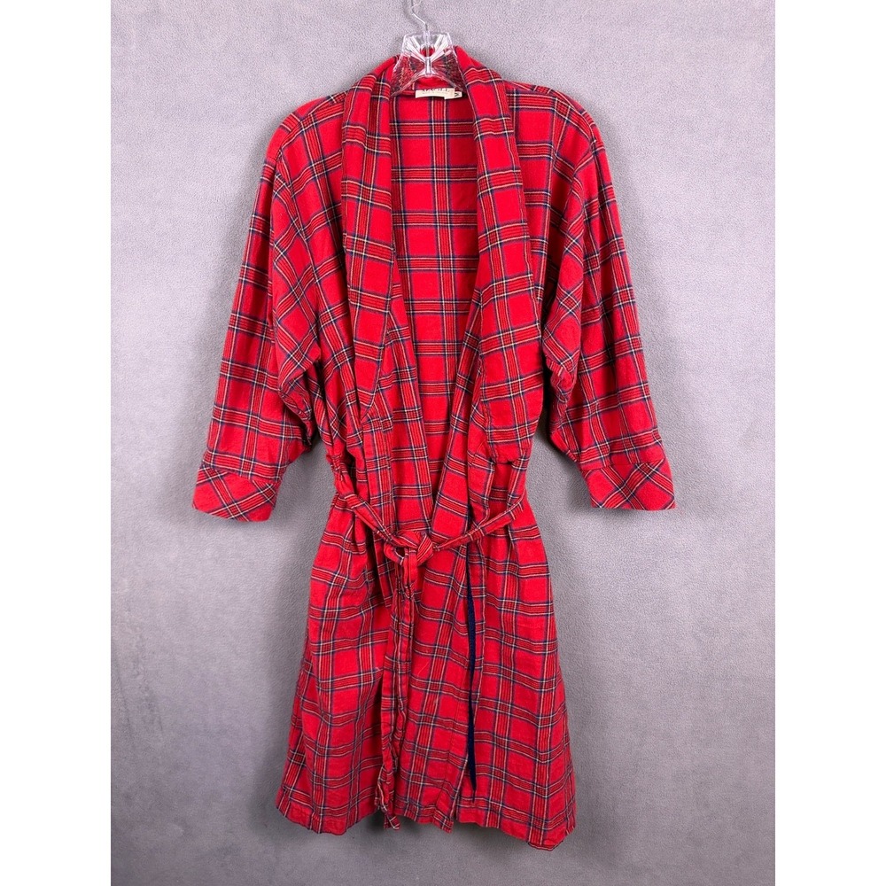 Magee Donegal Ireland Mens Robe size M Red Plaid Flannel Cotton Pockets